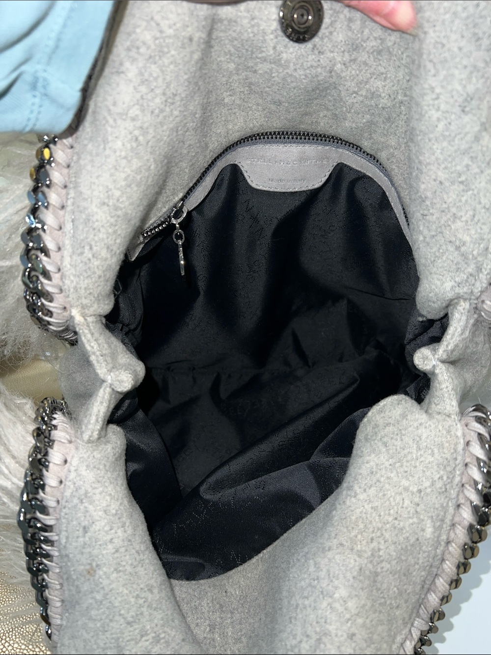 Stella McCartney Falabella Gray Faux Fur Shoulder Bag - Picture 11 of 14